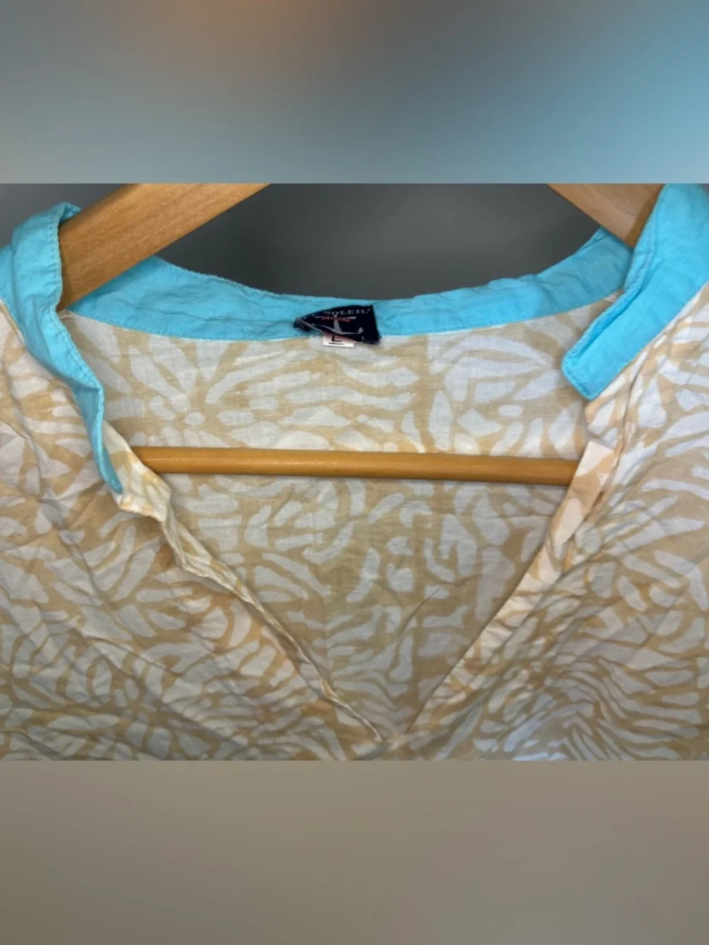 Le Soleil Miami Cream & White Floral Swimsuit Cover Up with Turquoise Trim - Picture 7 of 16